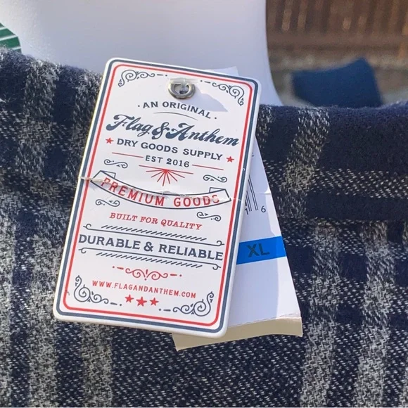 Flag & Anthem Northway LS Single Pocket Flannel Shirt | XL | Navy/Grey NEW!! - Picture 10 of 13